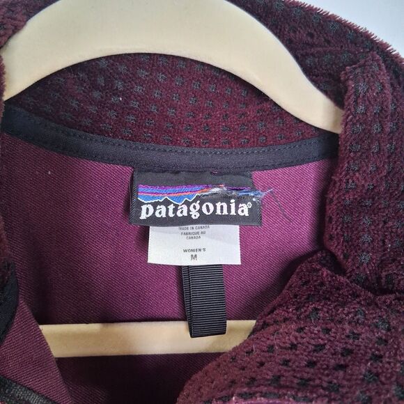 Women's Patagonia Adze Maroon Purple Gray Fleece Lined Soft Shell Jacket Sz M - Picture 11 of 16